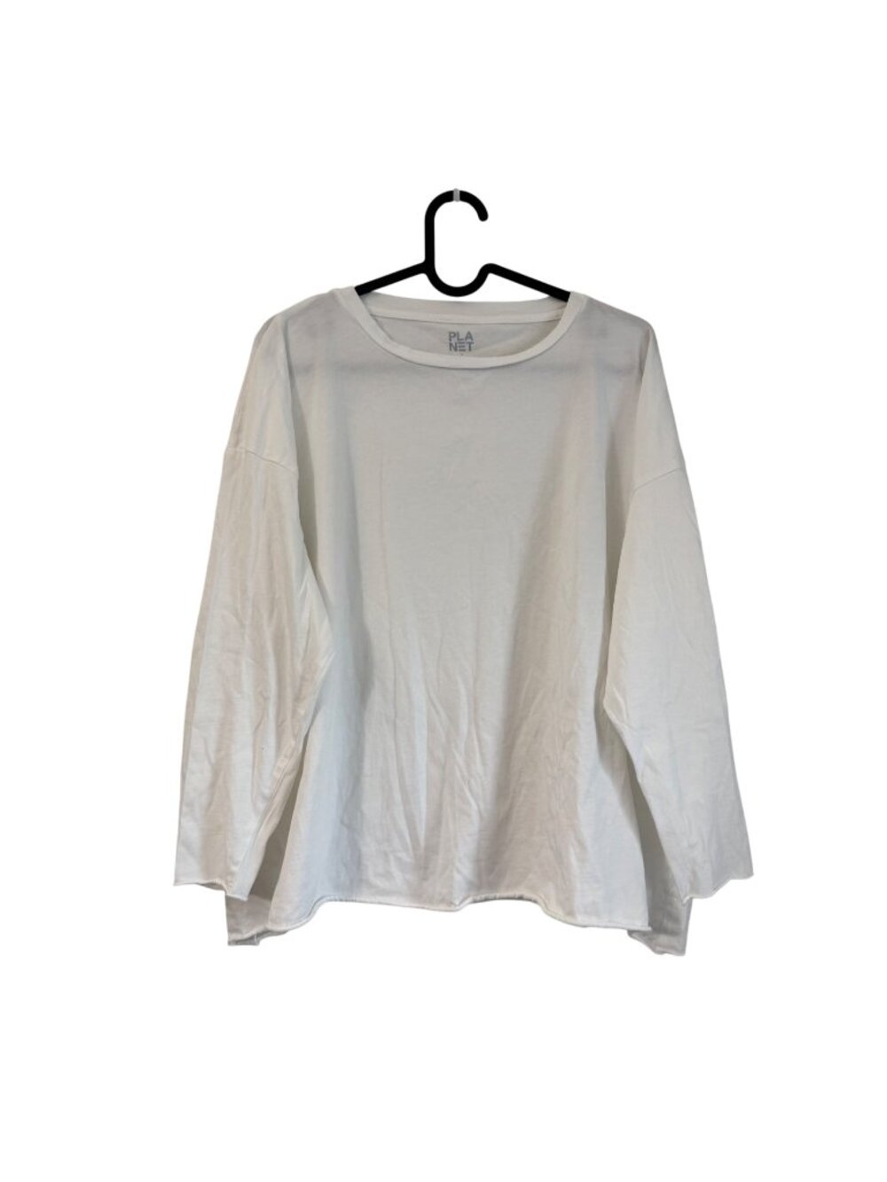 Planet by Lauren G White 3/4 Sleeves Boxy Tee Top Womens One Size